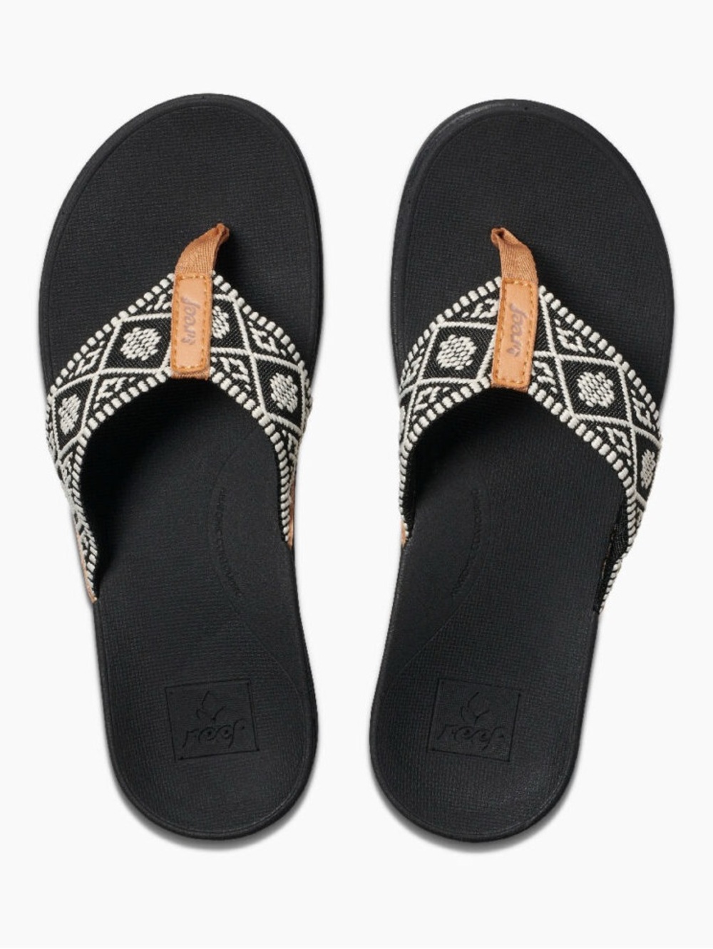 Reef Ortho Woven Thong Sandals with Aztec Embroidered Straps Women’s size 9